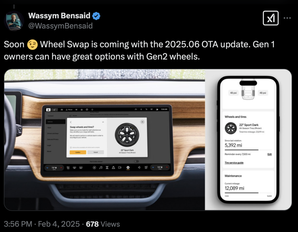 Wassym confirms that Wheel Swap is coming in 2025.06 OTA